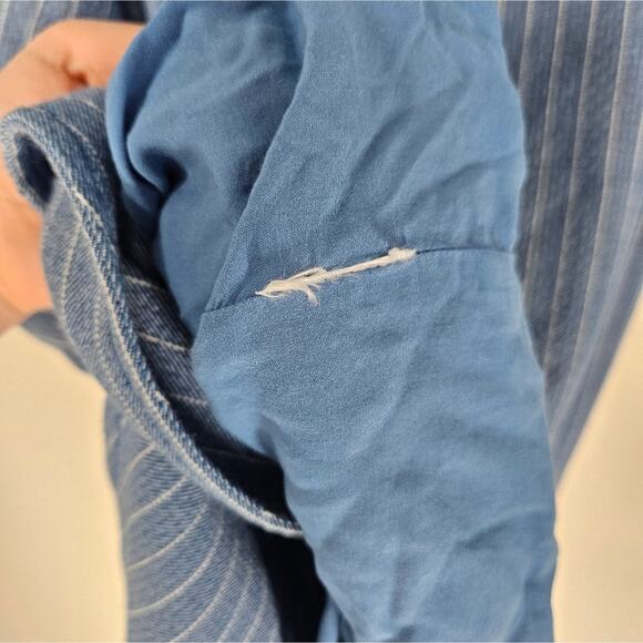 Anthropologie Maeve Blue Striped Long Blazer Jacket S - Picture 8 of 9